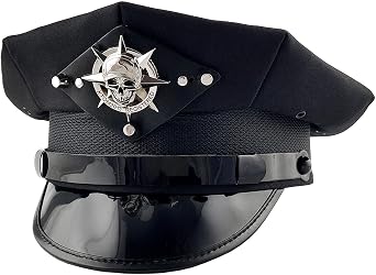Vintage Army Hat German Style Military Captain Cap Goth Steampunk Skull Rivet for Halloween Mens