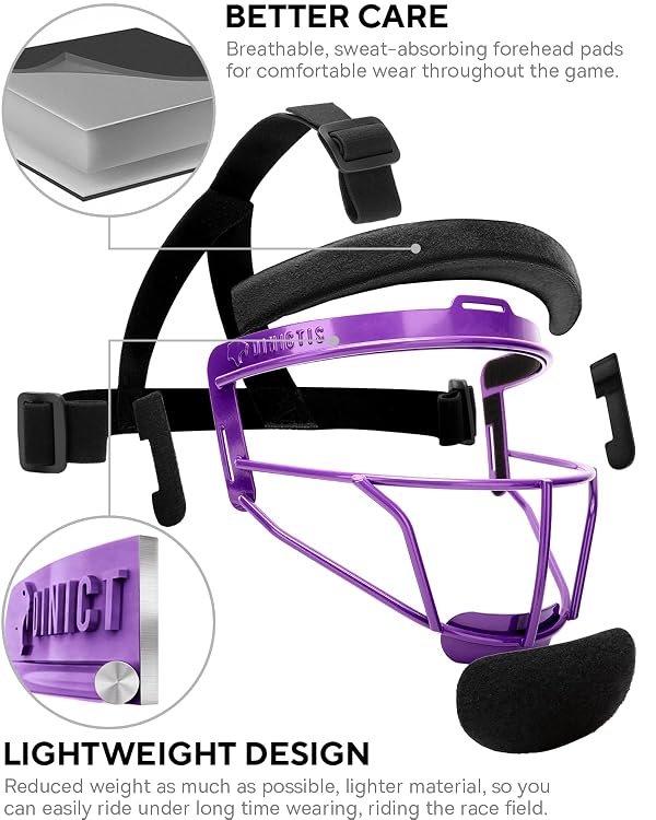 Dinictis Softball Face Mask, Lightweight, Comfortable, with Wide Field Vision, Durable and Safe Face Guards, Premium Protective Softball Fielder's Mask-Purple-Child(S) by Dinictis - Image 3