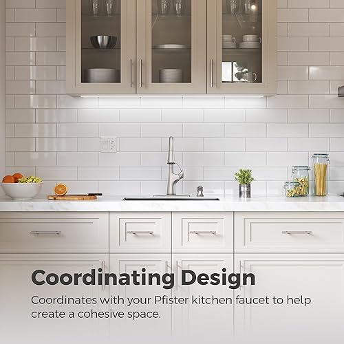 Miniatura 7 de Pfister Dispensador de jabón SoloTilt para fregadero de cocina, botella de 16 onzas incluida, acabado de acero inoxidable Spot Defense, KSDKEMGS