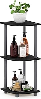 Furinno TURN-N-TUBE Corner Shelf, 3-Tier Corner Bookshelf, Display Stora...