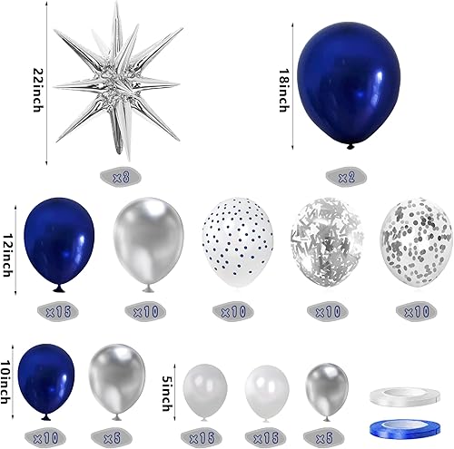 Miniatura 2 de 112 globos de confeti azul marino plateado con estrella explosiva para cumpleaños, baby shower, boda, fiesta, suministros de decoración