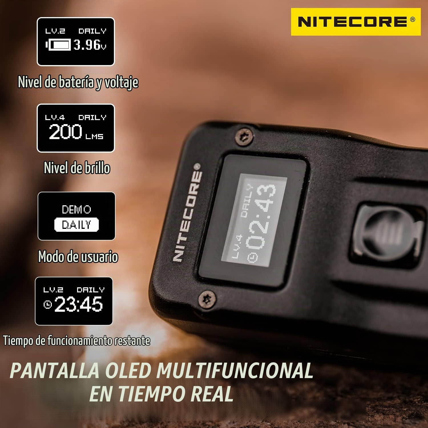 Nitecore T4K 4000 Lumen LED USB-C recargable EDC llavero linterna con etiqueta