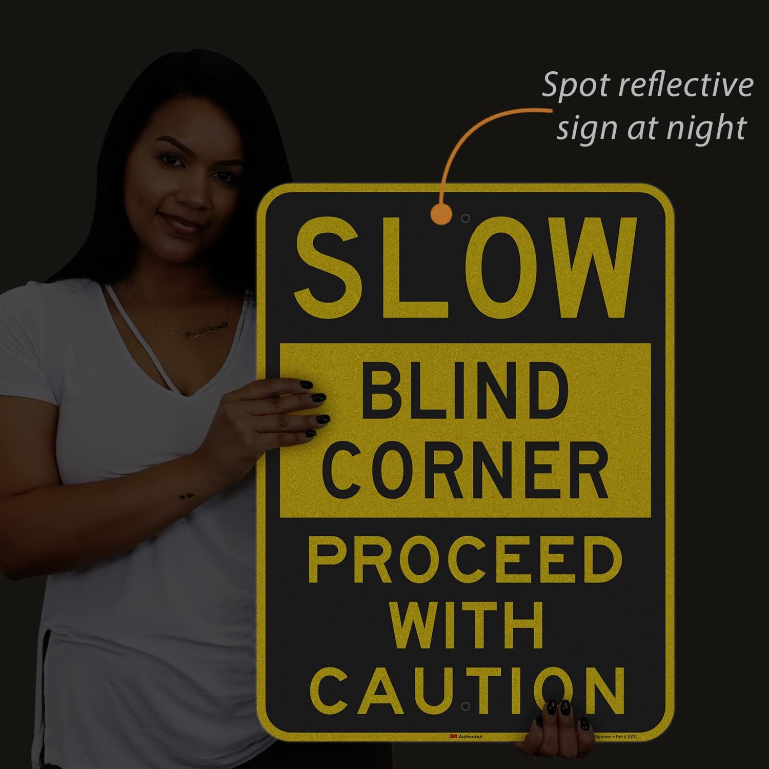 SmartSign "Slow - Blind Corner, Proceed with Caution" Sign | 18" x 24" 3M Engineer Grade Reflective Aluminum