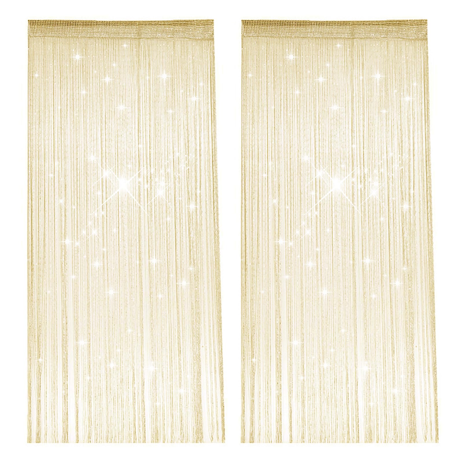 2 Piezas Cortina Puerta Exterior, 100 X 200 cm Intermitente Cortina Tiras, Beige Amarillo Antimoscas, Puerta de Balcón Cortina Separador de Ambientes para Bodas, Cafés, Restaurantes, Ventanas
