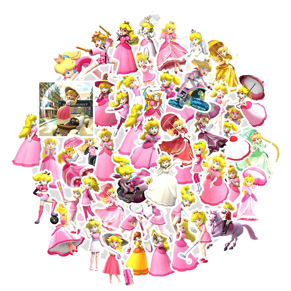 50Pcs Princess Peach Stickers GMVAESKY for Mobile Phones