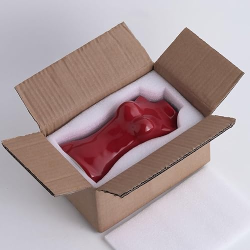 Miniatura 6 de hjn Florero de cuerpo femenino, florero de cerámica para flores, jarrones de decoración roja con forma de mujer para sala de estardecoración del