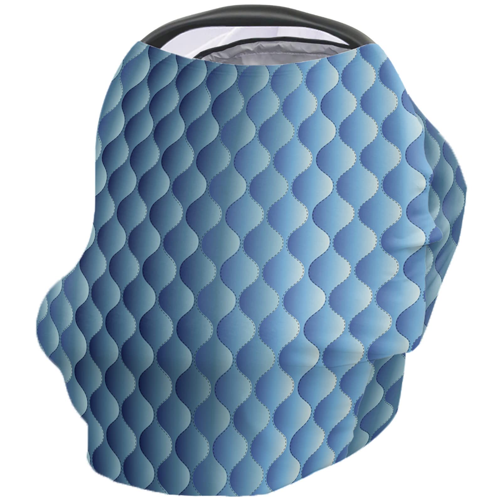 Nursing Cover for Breastfeeding Scarf, Blue Geometric Textured Baby Car Covers Super Soft Multi Use for Canopy Shopping Cart Cover Blanket Stroller Cover