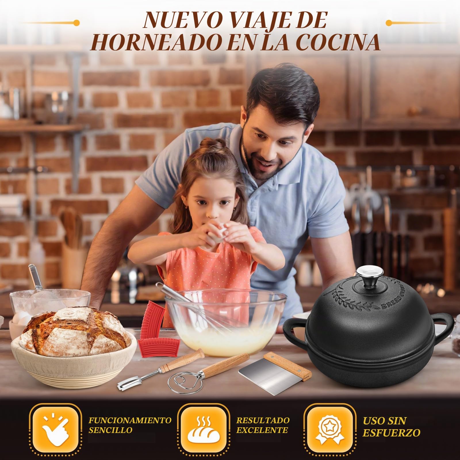 NZQXJXZ Olla de Hierro Fundido,Antiadherente Cacerola Holandesa de con Tapa,Dutch Oven para Pan para Asar-Cocinar Al Horno,Asar,Freír, Guisar,5 Quart