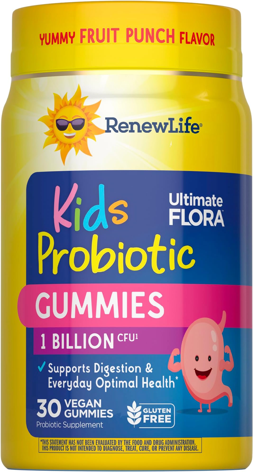 Kids Raspberry Prebiotic and Probiotic Gummies, Daily Supplement for Digestive and Immune Health, B. Coagulans and B. Subtilis, Dairy, Soy and gluten-free, 1 Billion CFU 30 Count