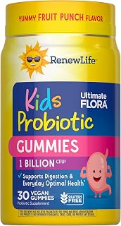 Kids Raspberry Prebiotic and Probiotic Gummies, Daily Supplement for Digestive and Immune Health, B. Coagulans and B. Subtilis, Dairy, Soy and gluten-free, 1 Billion CFU 30 Count