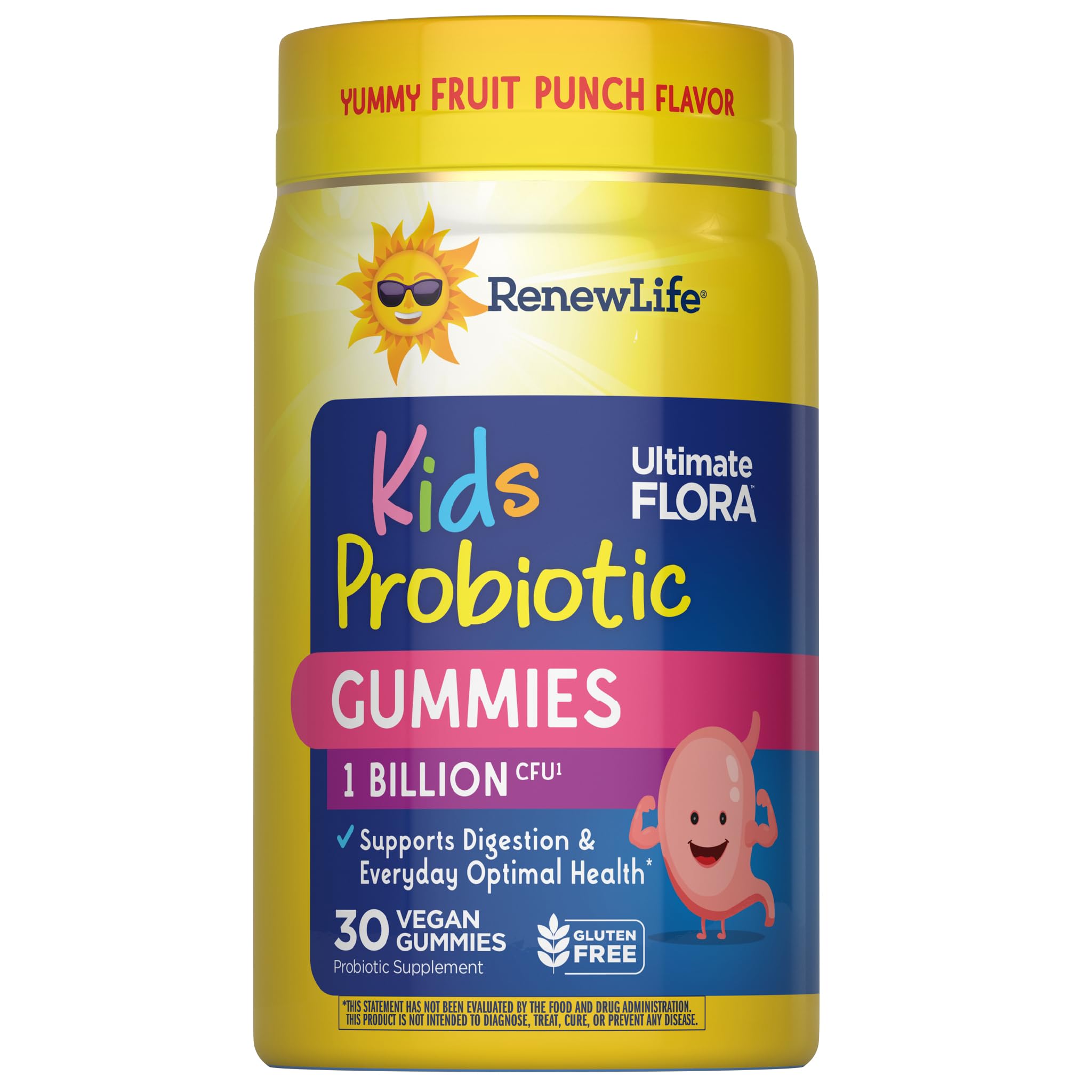 Kids Raspberry Prebiotic and Probiotic Gummies, Daily Supplement for Digestive and Immune Health, B. Coagulans and B. Subtilis, Dairy, Soy and gluten-free, 1 Billion CFU 30 Count