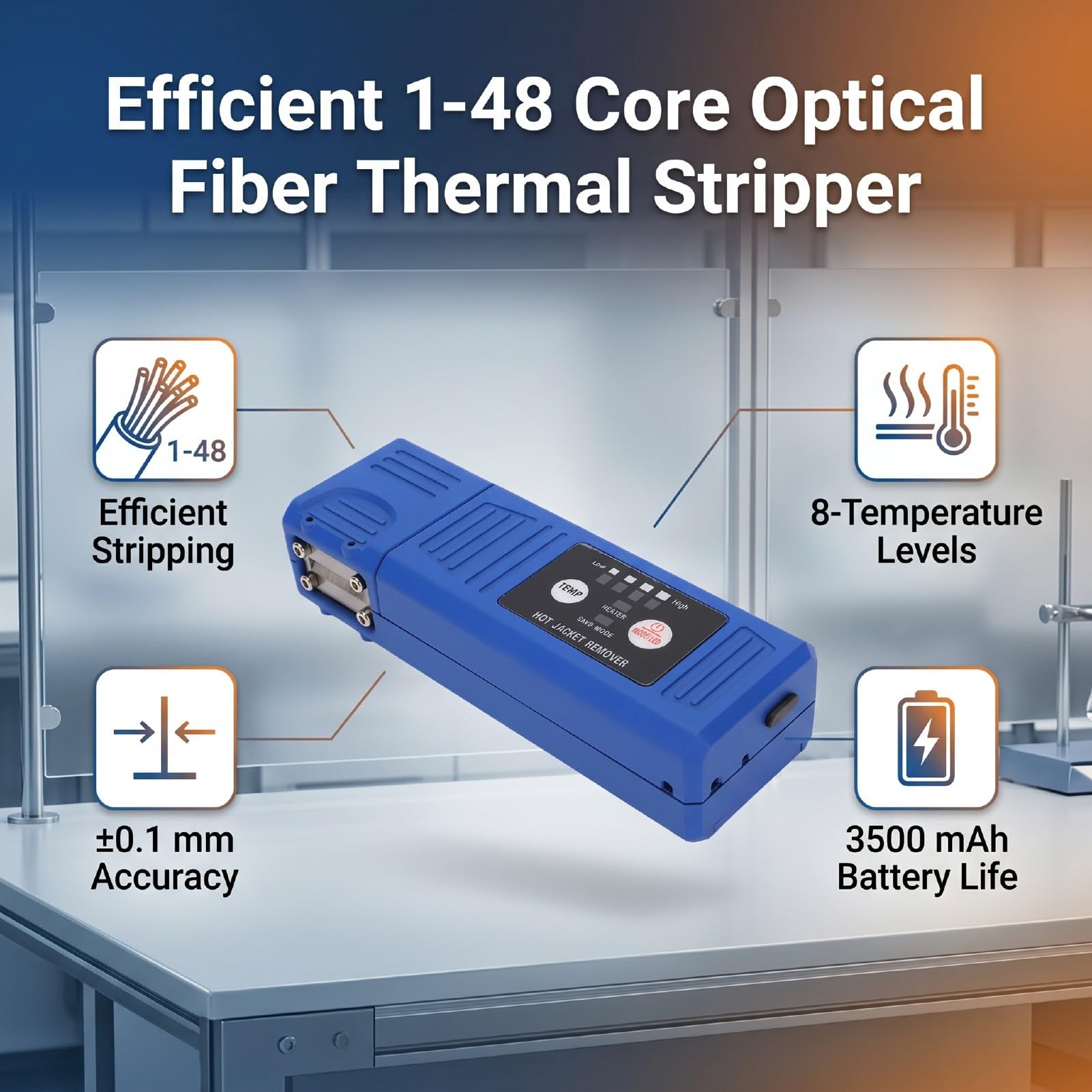 Tangxi Pelacables Térmicos Automáticos de Fibra con 8 Niveles de Temperatura, Herramienta de Pelado de Fibra óptica para 1-48 Núcleos