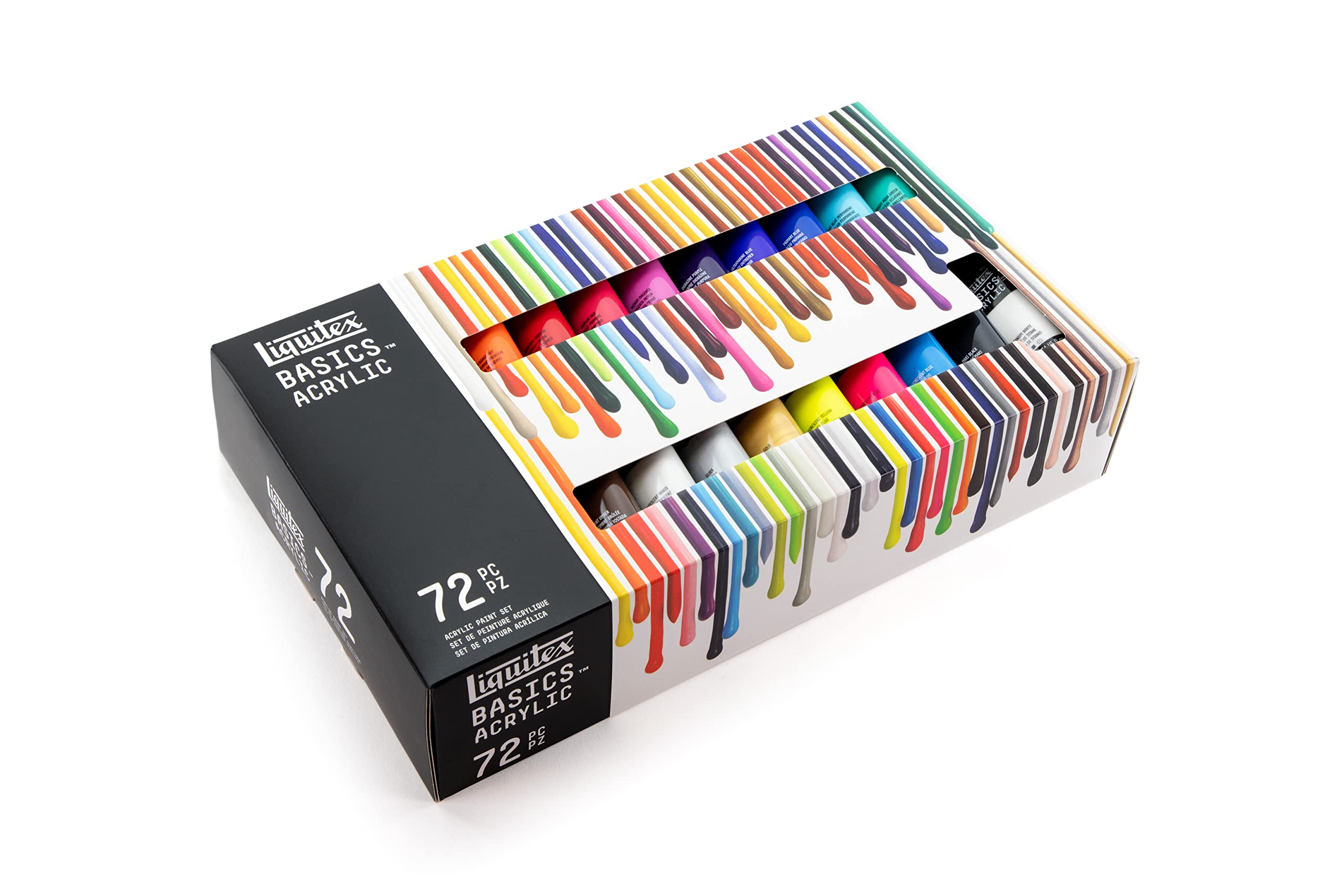 Liquitex 3699347 Basics Studio Pintura acrílica, 72 colores en tubos de 22 ml de pigmentos de alta calidad y resistentes, colores muy opacos, excelente resistencia a la luz, resistente al agua