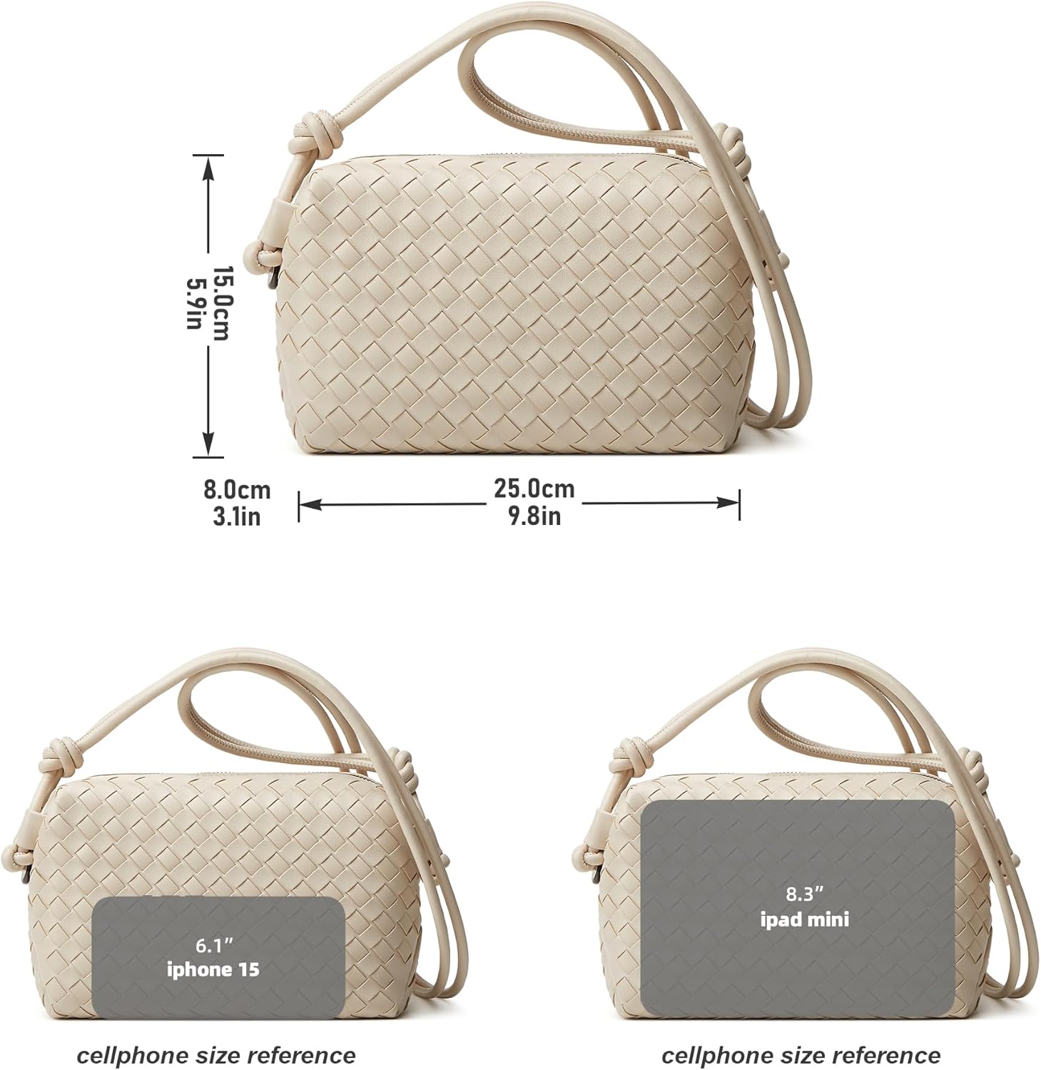 Woven Crossbody Bag for Women: Classic Handwoven Vegan Leather Bag - Effortless Minimalist & Compact for Daily Wear - Image 6