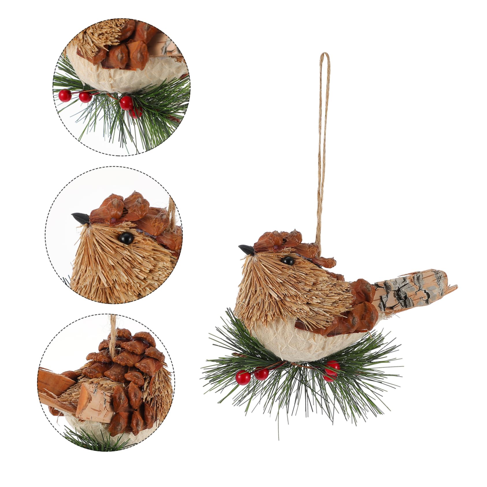 IMIKEYA 4 Stück Weihnachtsstrohvögel Dekoration Vogel Weihnachtsbaumschmuck Künstliche Vögel Zur Dekoration Einzigartiges Vogel-Handwerk