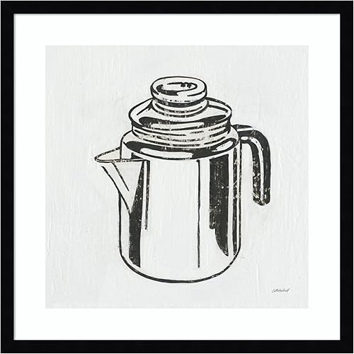 Miniatura 6 de Amanti Art Lienzo decorativo para pared enmarcado de 24 x 24 pulgadas, cafetera retro (cocina) por Kathrine Lovell, arte de pared de cocina, Búho