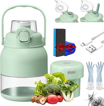Multifunctional Large-Capacity Wireless Portable Juicer Cup, BPA-Free Electric Citrus Juicer 28 Oz, Straw, Two Lids, Portable Blender for Smoothies, Shakes, Food Prep & Frozen Blending 1Set