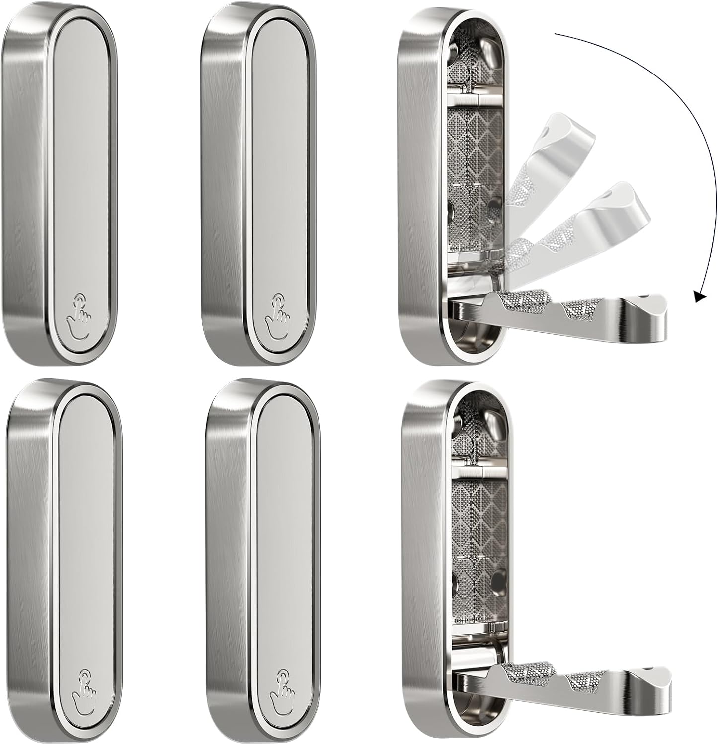 Folding Coat Hooks, Zinc Alloy Foldable Gold Wall Hooks Heavy Duty Bathroom Towel Hooks Flip Down Towel Hooks for Hanging Coat Towels Clothes Hat Bags Keys 2 Pack (6, Silver)