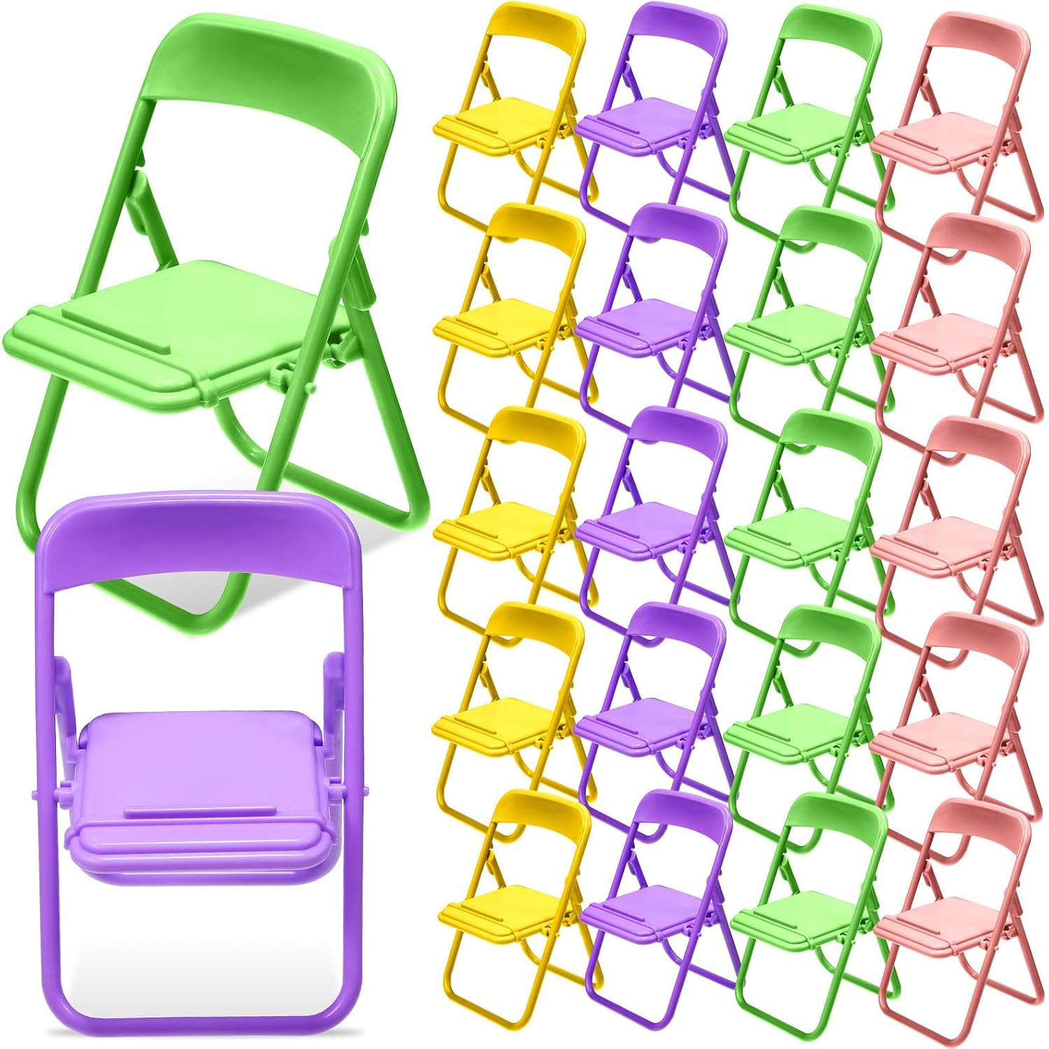 Garneck 20pcs Chair Shape Phone Holder PP Desktop Stand for Phones