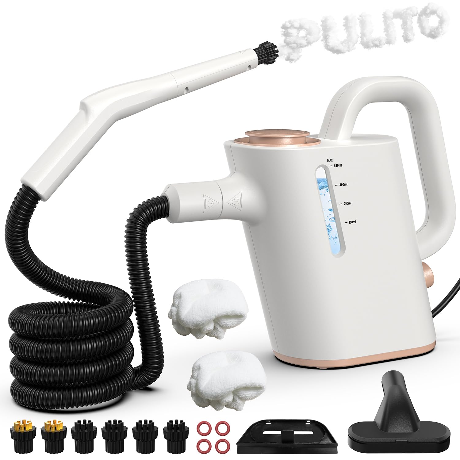 Pulitore a Vapore Portatile 15 Sec di Riscaldamento, 550 ml Serbatoio