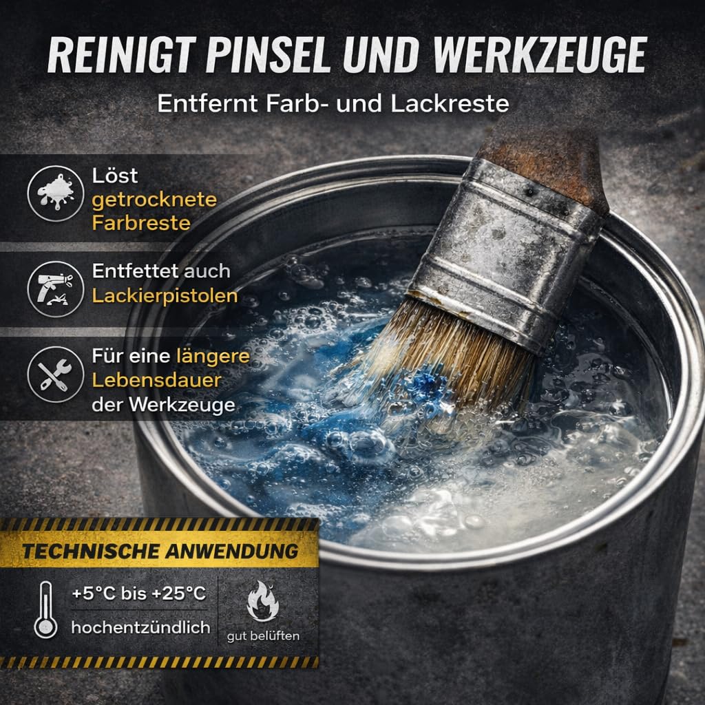 GiDeli Nitroverdünner 2 x 5L - Leistungsstarke Universeller Nitroverdünnung zum Reinigen von Pinseln und Malwerkzeugen - für Farben und Lacke - für Werkstatt- und Renovierungsarbeiten