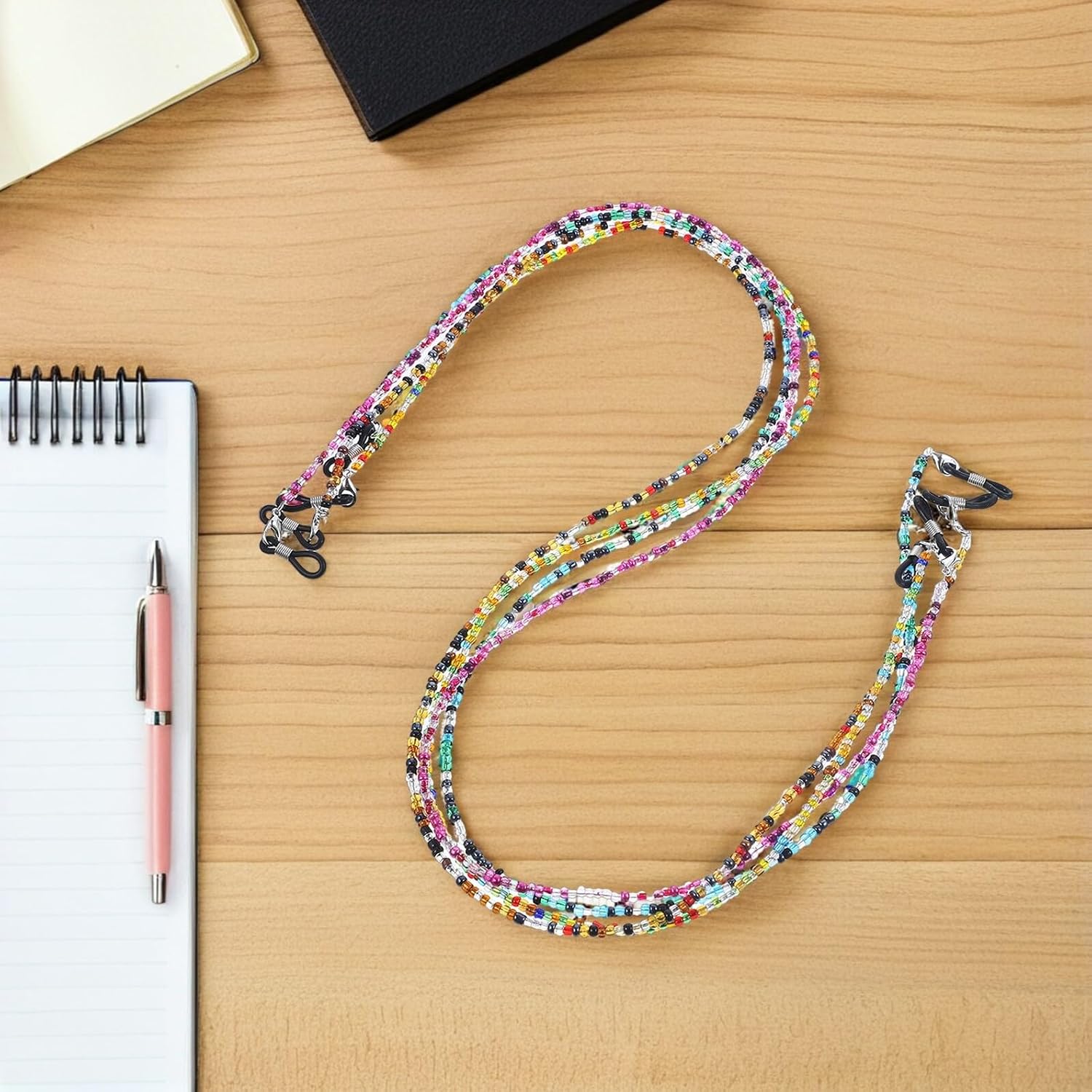 POPETPOP 8pcs Eyewear Strap Beaded Glasses Chain Lanyard Retainer for Men Women Glasses String around Neck Mask Compatible Eyeglass Hanging Cord Set