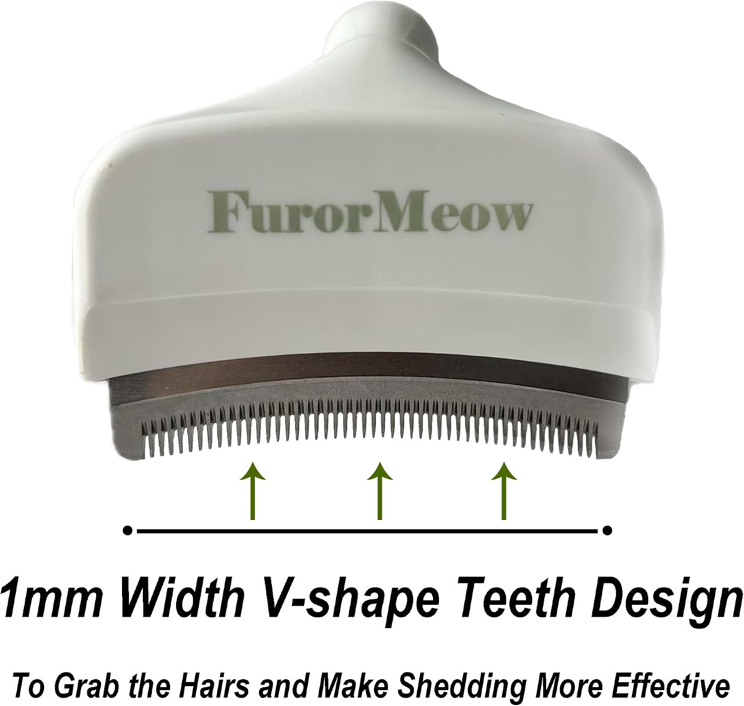 Pet Deshedding Tool with Curve Blade, Cat Grooming Brush, Tight V-shaped Teeth Shedding Comb for Cat and Small Dog (White, Small)