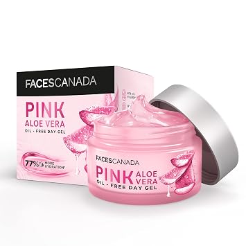 FACESCANADA Pink Aloe Vera Oil Free Day Gel | Lightweight Moisturizer for Hydration & Glow | with Hyaluronic Acid & Niacinamide | Non Greasy Gel Cream for Soft, Fresh Skin | 1.76 Oz 50g