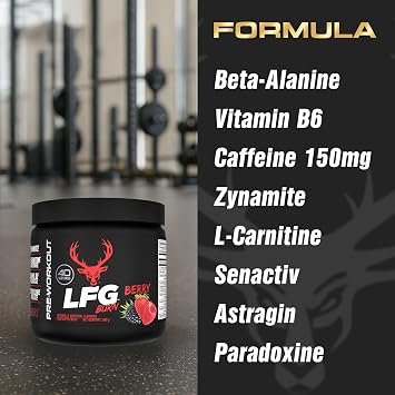 Bucked Up LFG Burn Pre-Workout Powder, Berry Flavour, 40 Servings