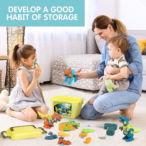 Dreamon Take Apart Dinosaur Toys for Kids with Storage Box Electric Drill DIY Construction Build Set Educational STEM for Boys Girls 3 Years and Up - 4