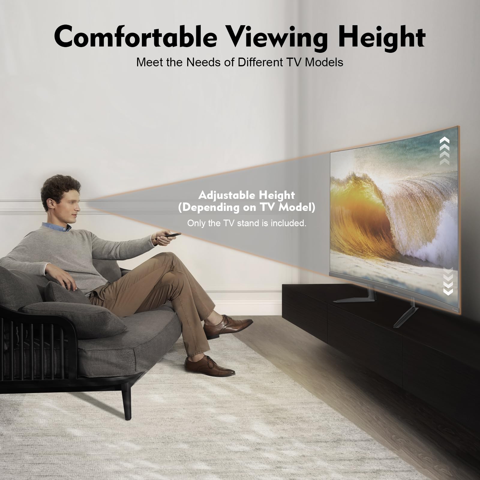 Supporto da tavolo per TV, altezza regolabile per TV fino a 35 kg (77 lbs) – Supporto per TV in acciaio, girevole e inclinabile (nero)