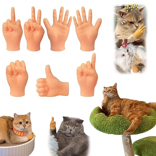 7-Pack Mini Hands for Cats - Tiny, Crossed, Small Elastic,