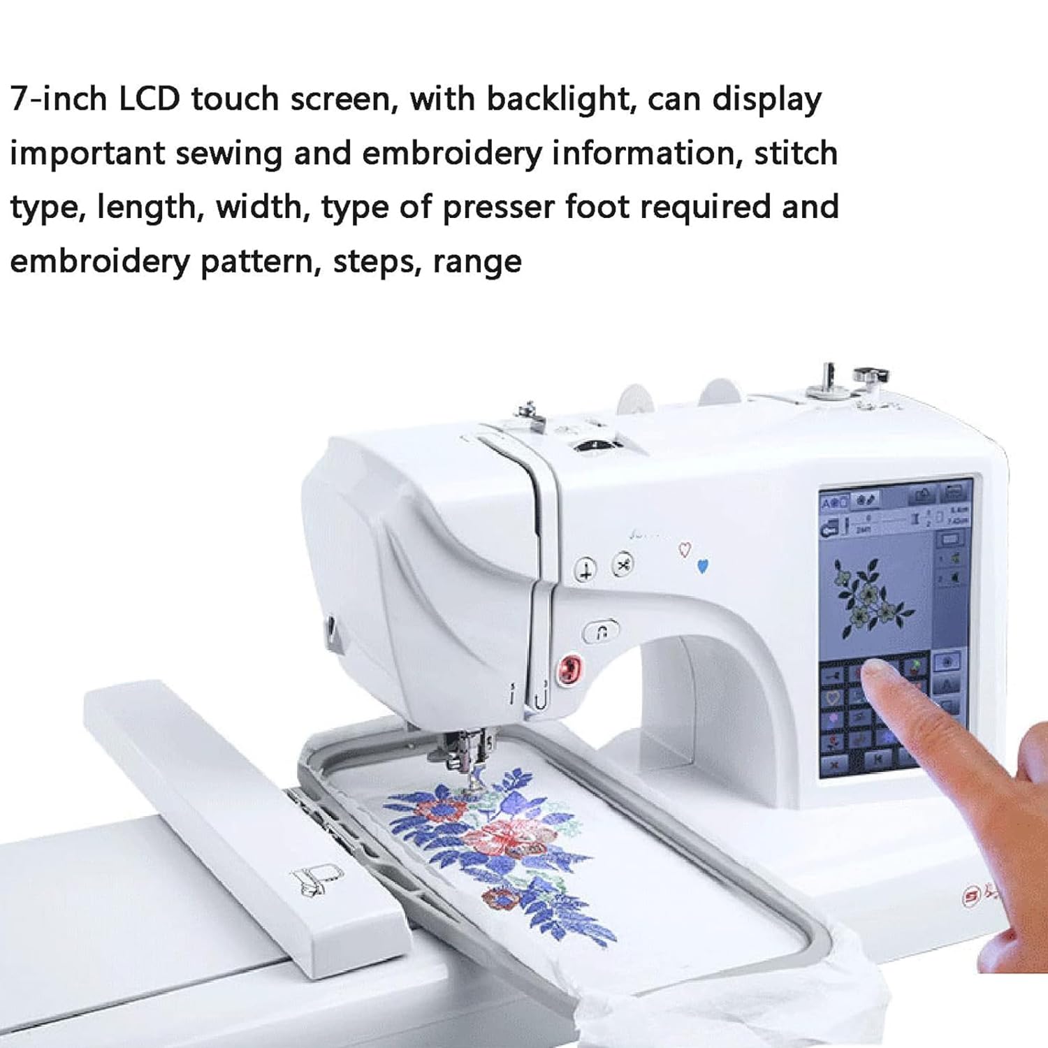 Macchina da Cucire Automatica Macchina da Ricamo elettrica 158 Disegni incorporati con Area di Ricamo da 4" X 9,2" e Touch Screen LCD, 210 Lettere incorporate e 30 Bordi di Motivi