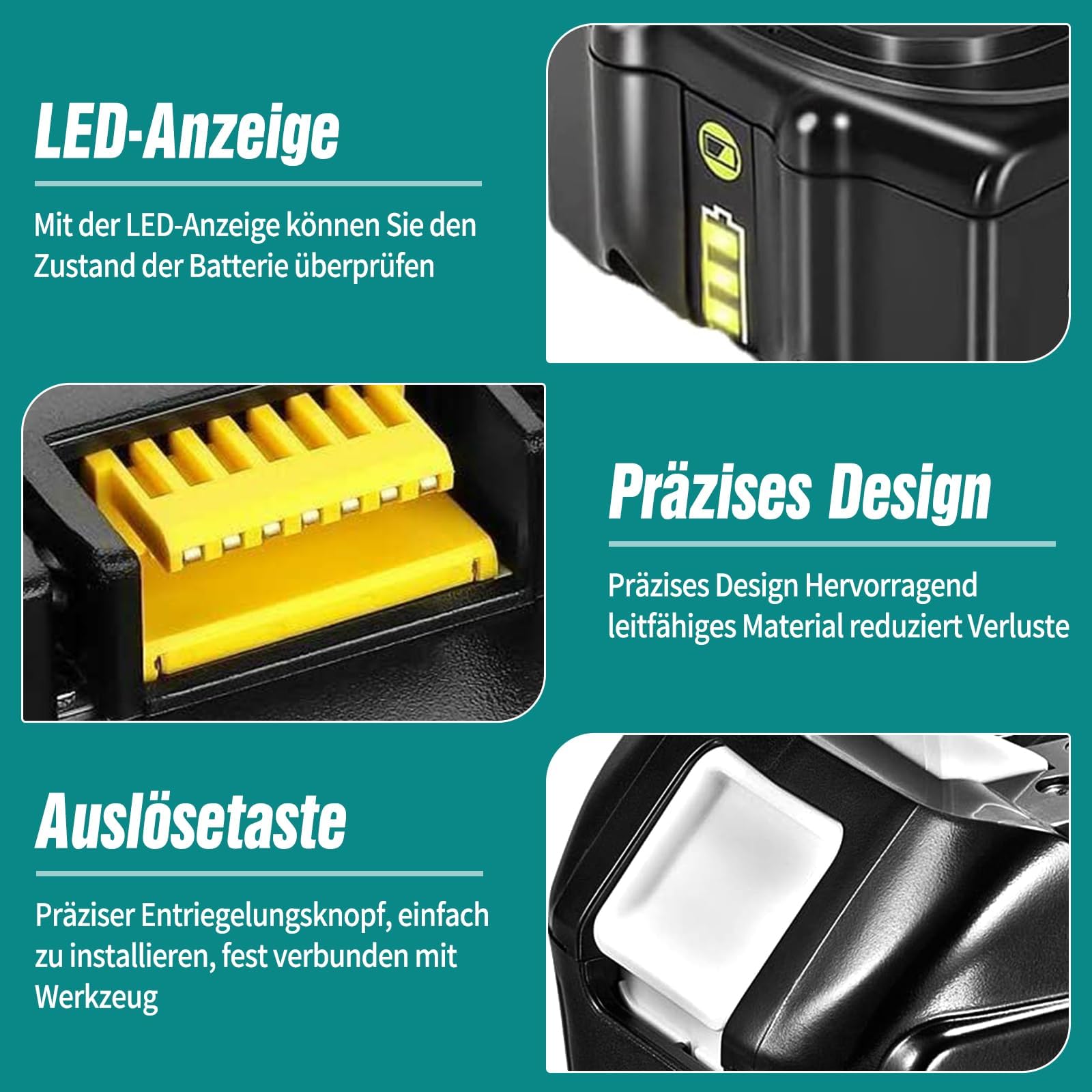 2x Makita 18V Ersatzakku 8.0Ah - Li-Ion Akku Für BL1860 & LXT Werkzeuge