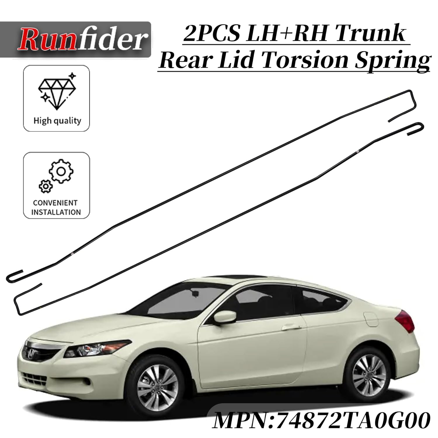 2PCS LH&RH Trunk Rear Lid Honda Trunk Torsion Spring Tool Fit for Honda Accord 2008 2009 2010 2011 2012 Replace 74872TA0A00 74871TA0A00 74872TA0G00 74871TA0G00