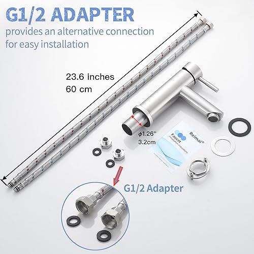 Miniatura 6 de Grifo de lavabo de baño de una sola manija, níquel cepillado, moderno grifo de baño de un solo orificio, grifo de lavabo comercial de acero