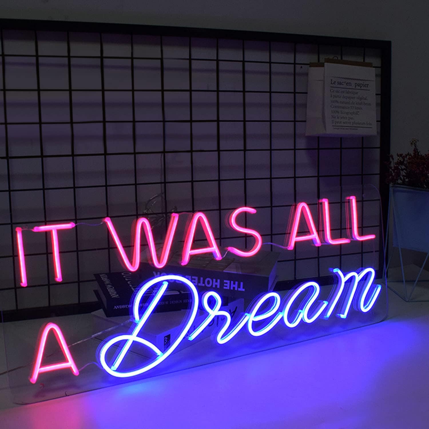 Neon Sign Light It was All a Dream Neon Light Art Wall Lights for Beer Bar Club Bedroom Office Hotel Pub Cafe Wedding Birthday Party Decor (Pink)
