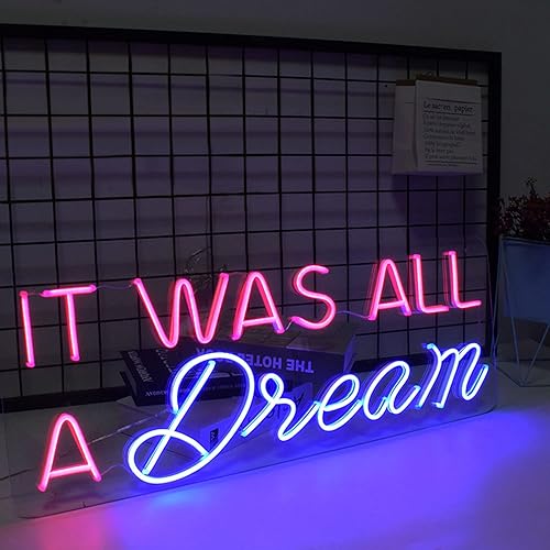 FARNEW Letrero de luz de neón con texto en inglés "It was All a Dream", luces de pared para cerveza, bar, club, dormitorio, oficina, hotel, pub,