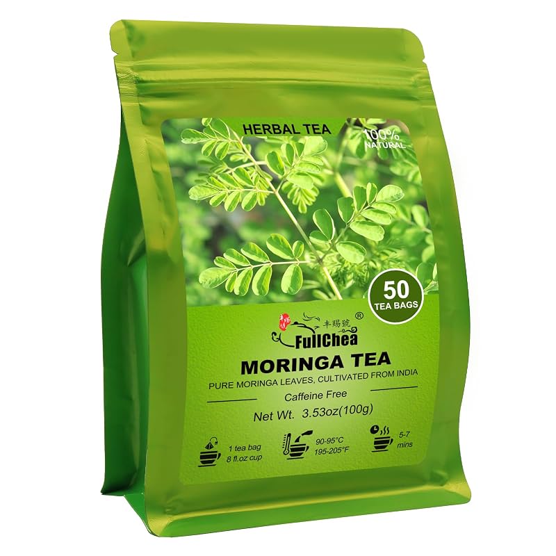 FullChea Chá de Moringa, folhas de moringa, 50 sachês