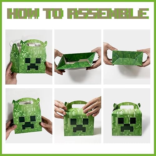 Miniatura 4 de WBTEER Suministros para fiesta de cumpleaños, cajas de recuerdos de fiesta, paquete de 20 bolsas de caramelo estilo píxel, cajas de mano,