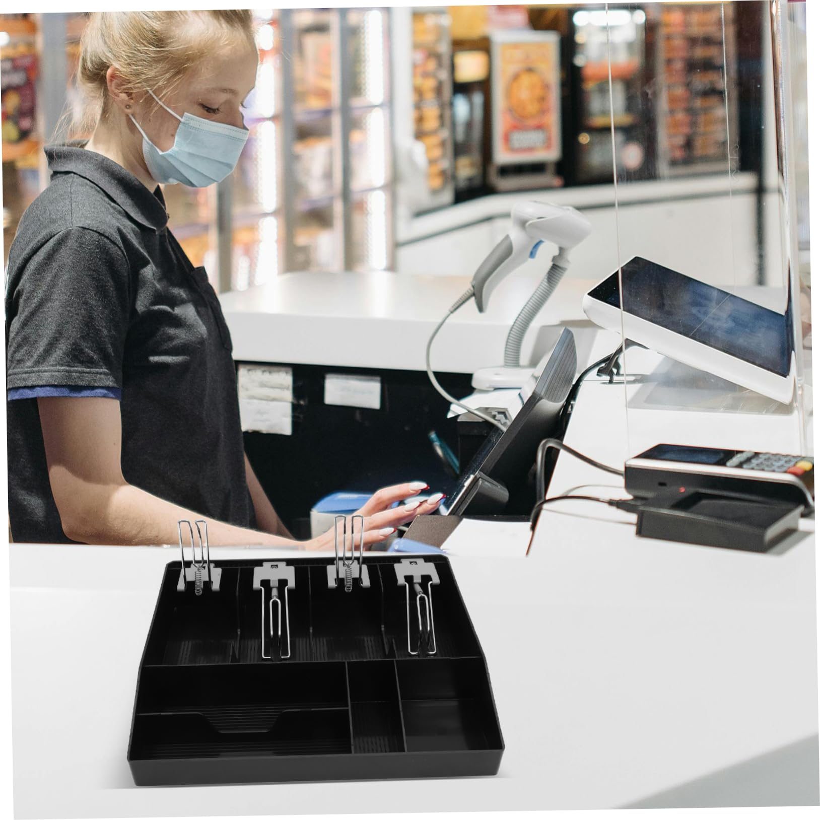 DOITOOL Caja Registradora Con Múltiples Compartimentos Organizador De Caja De Dinero Para Tienda Cajón Mostrador De Material Resistente Para Supermercado