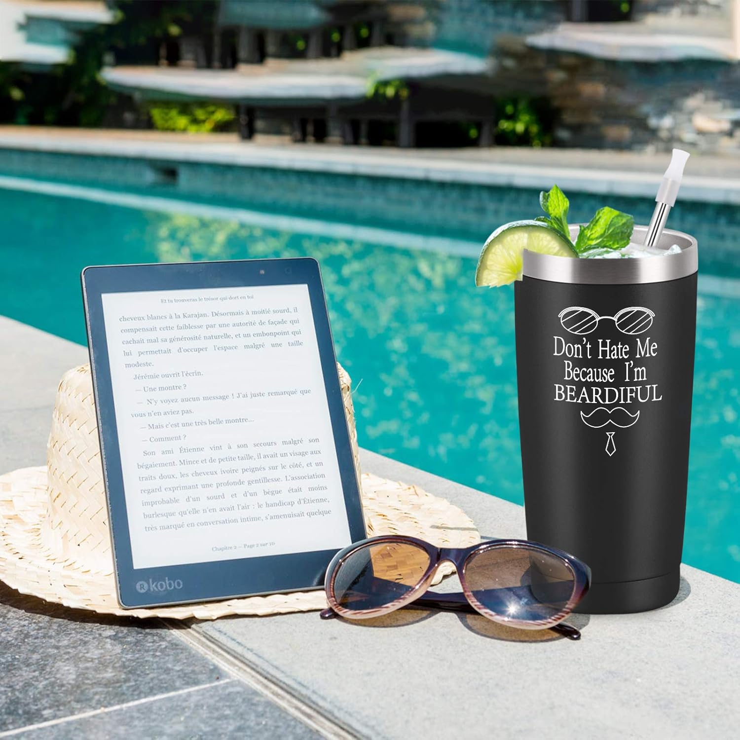 Flаѕh Dеаlѕ - 80% оƒƒ Cpskup Funny Gift for Father Dad Boyfriend Husband Brother Friends Men, Insulated Travel Tumbler with 2 Lids and Straws, Birthday Father's Day Beard Gifts Stainless Steel Travel Tumbler(20 oz, Black)