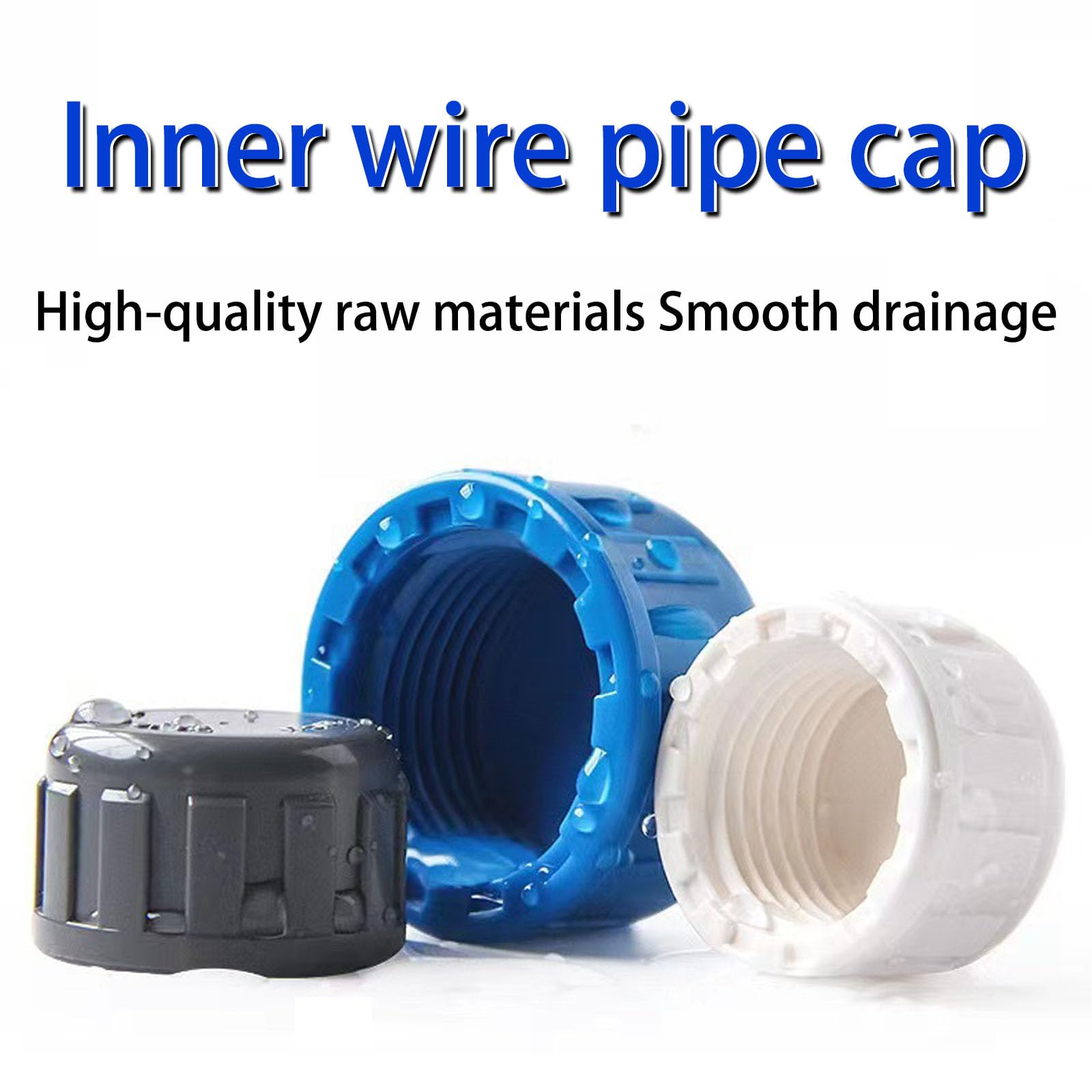 Raccord d'obturation d'extrémité de tuyau en PVC fileté interne pour conduites d'alimentation en eau, vannes de vidange et raccords de plomberie gris. 40mm