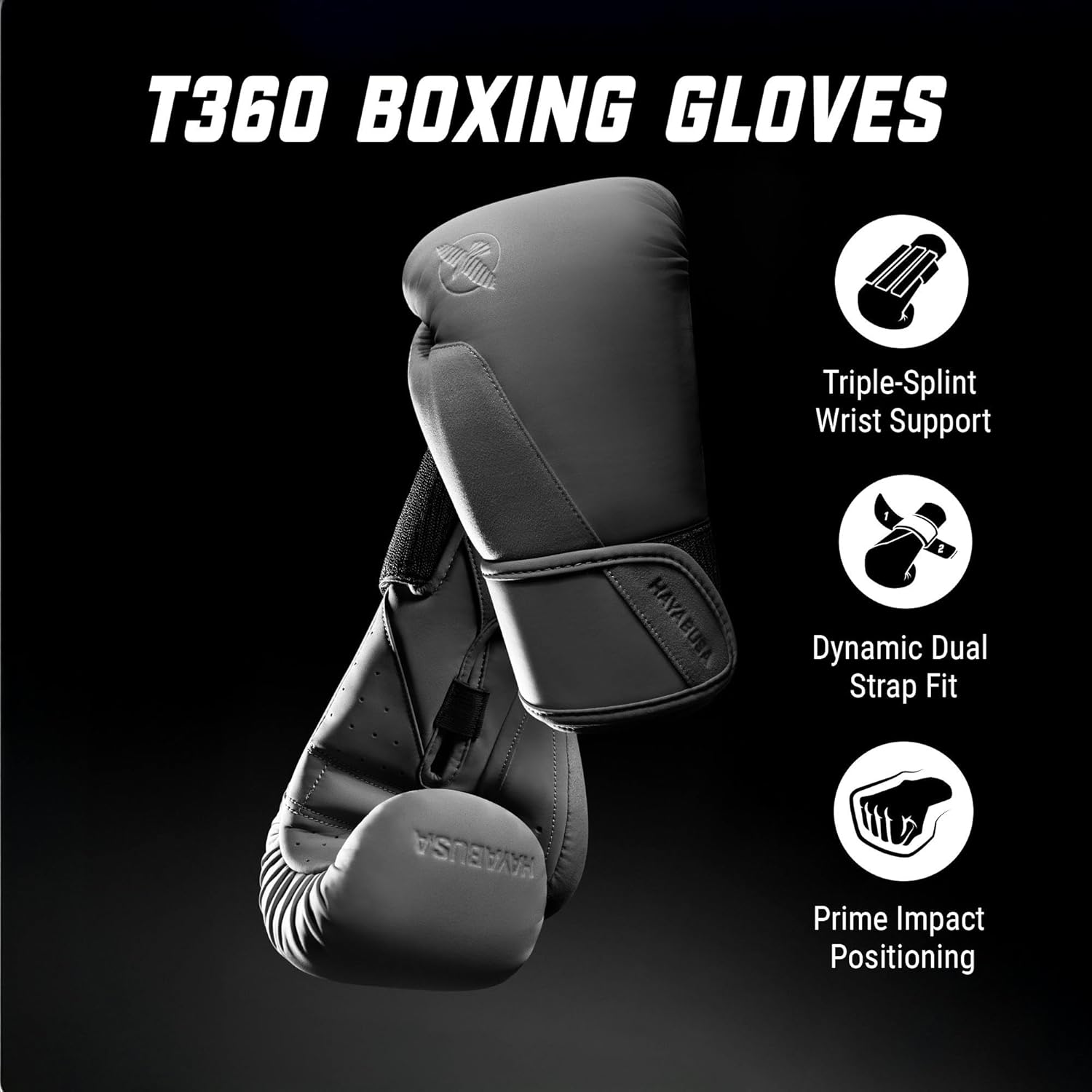 Hayabusa T360 Boxing Gloves – Revolutionary Hand Ergonomics | Empowering Wrist Support | Single or Dual Strap Closure | Training, Sparring, Heavy Bag - 10 oz 12 oz 14 oz 16 oz 18 oz