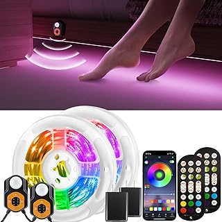 Under Bed Lights Motion Sensor LED Light Strip, 2x9.84ft 3 Mode RGB Moti...