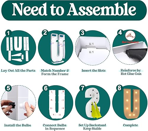 Miniatura 367 de Números iluminados grandes de 4 pies, números de marquesina 2 para decoraciones de cumpleaños de 21 para niños y niñas, números gigantes iluminados