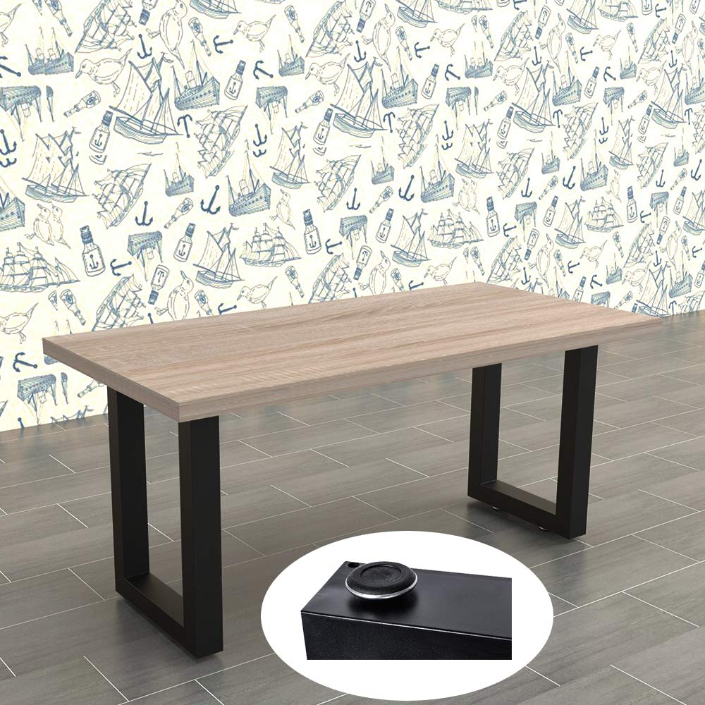 Melko 2X Tischkufen aus Vierkantprofilen 80x40 mm Tischuntergestell 60 x 72 cm Tischbeine Tiefschwarz inkl. Bodenschoner