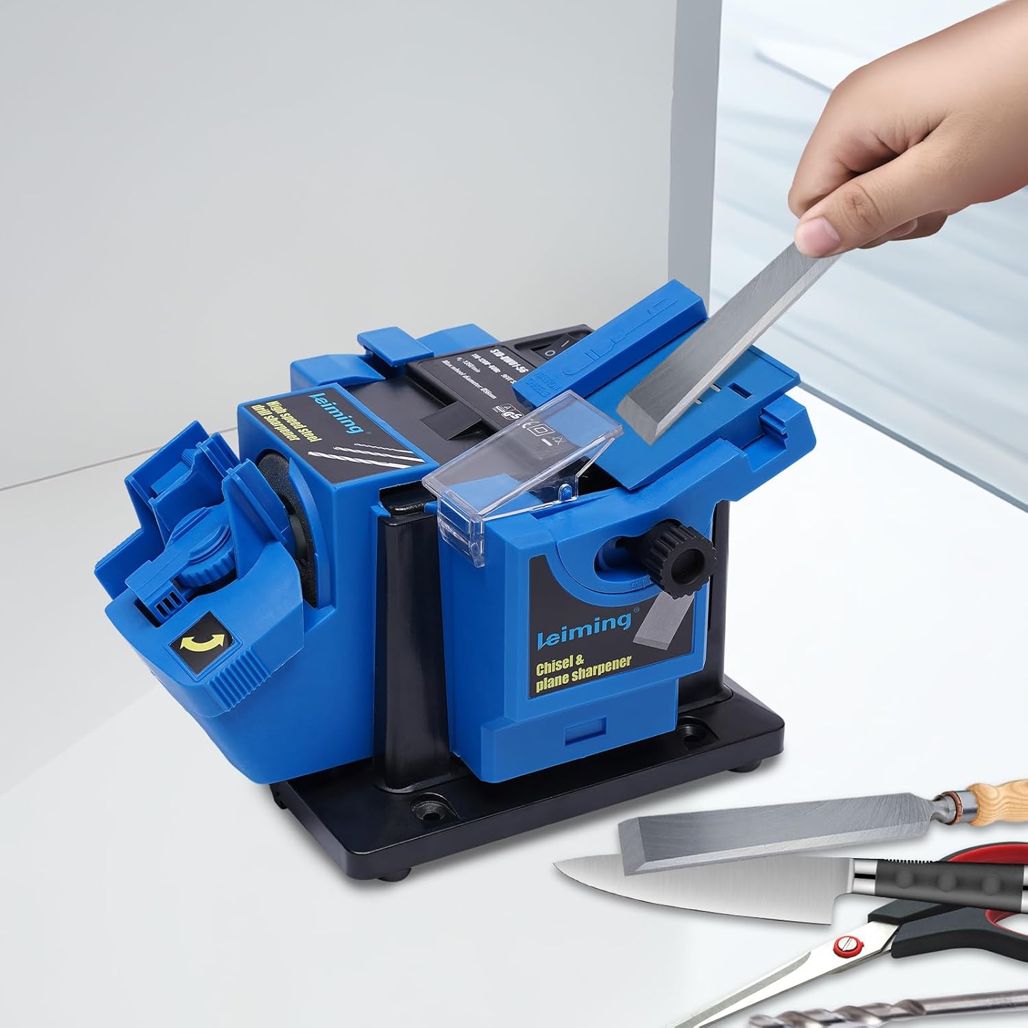 Electric Drill Bit Sharpener,Multipurpose Drill Bit Grinding Sharpener,110V 96W Highspeed Cutter Sharpening Machine for knife, chisel knife, scissors, bit, etc.