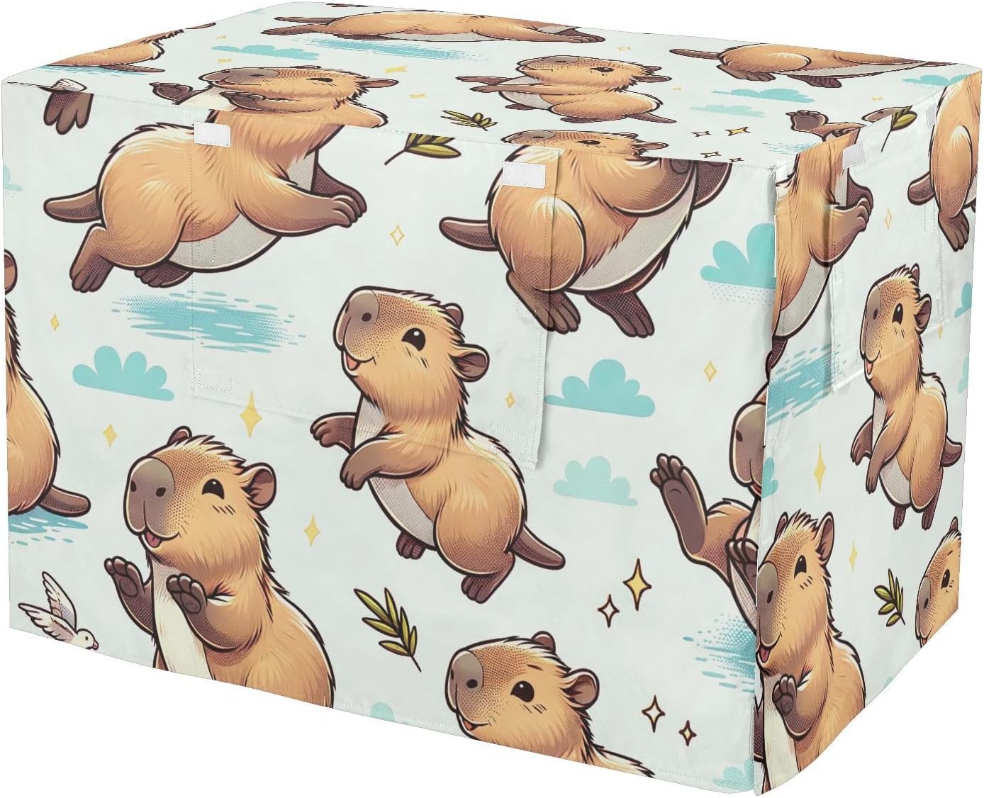 Cute Capybara Dog Crate Covers S-XL UV-Resistant Pet Kennel Cover with Mesh Windows, Reduces Barking, Large