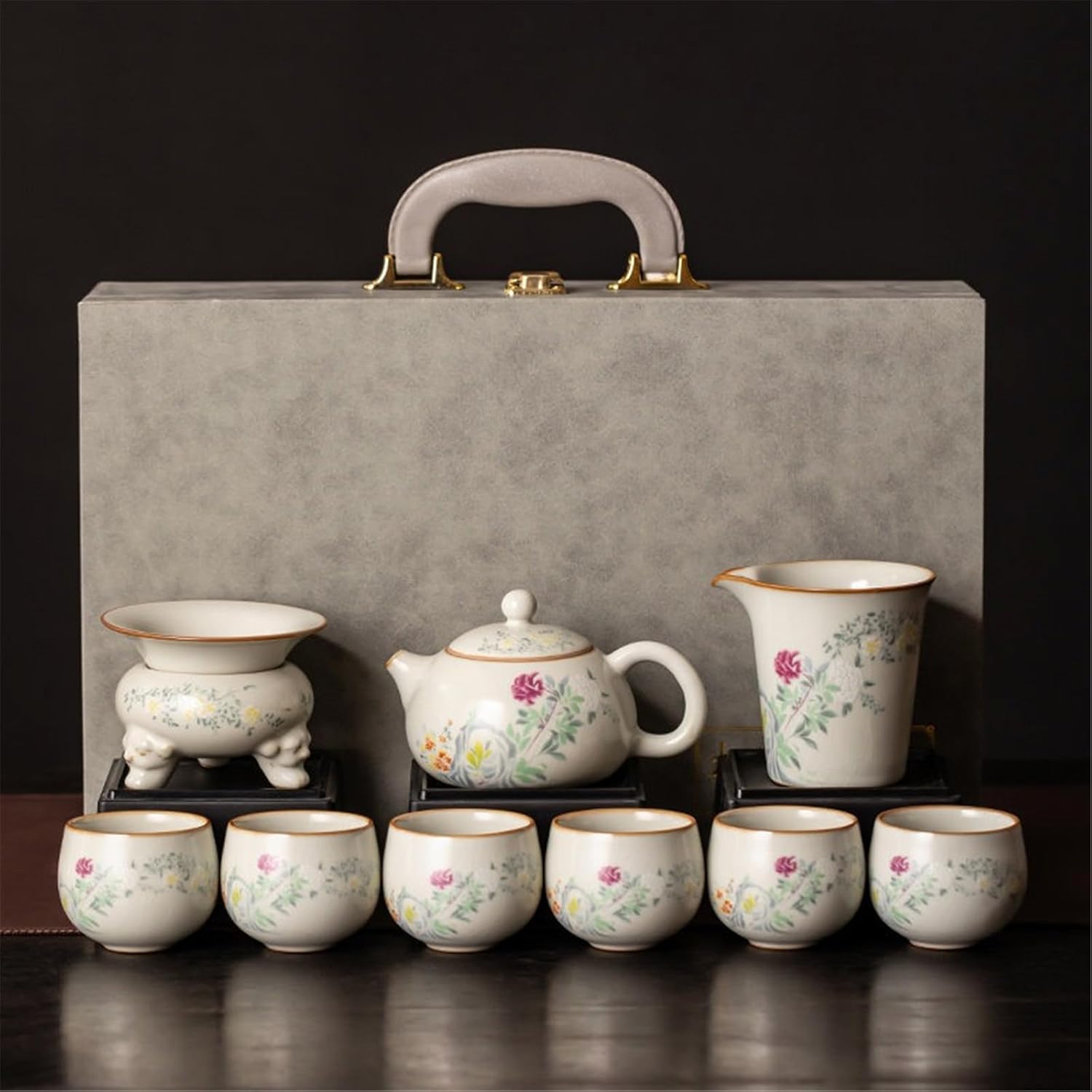 Ancient Ru Floral Tea Set, Heat-Resistant Teapot Set-suit2